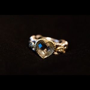 Judith Ripka peridot heart ring with gold